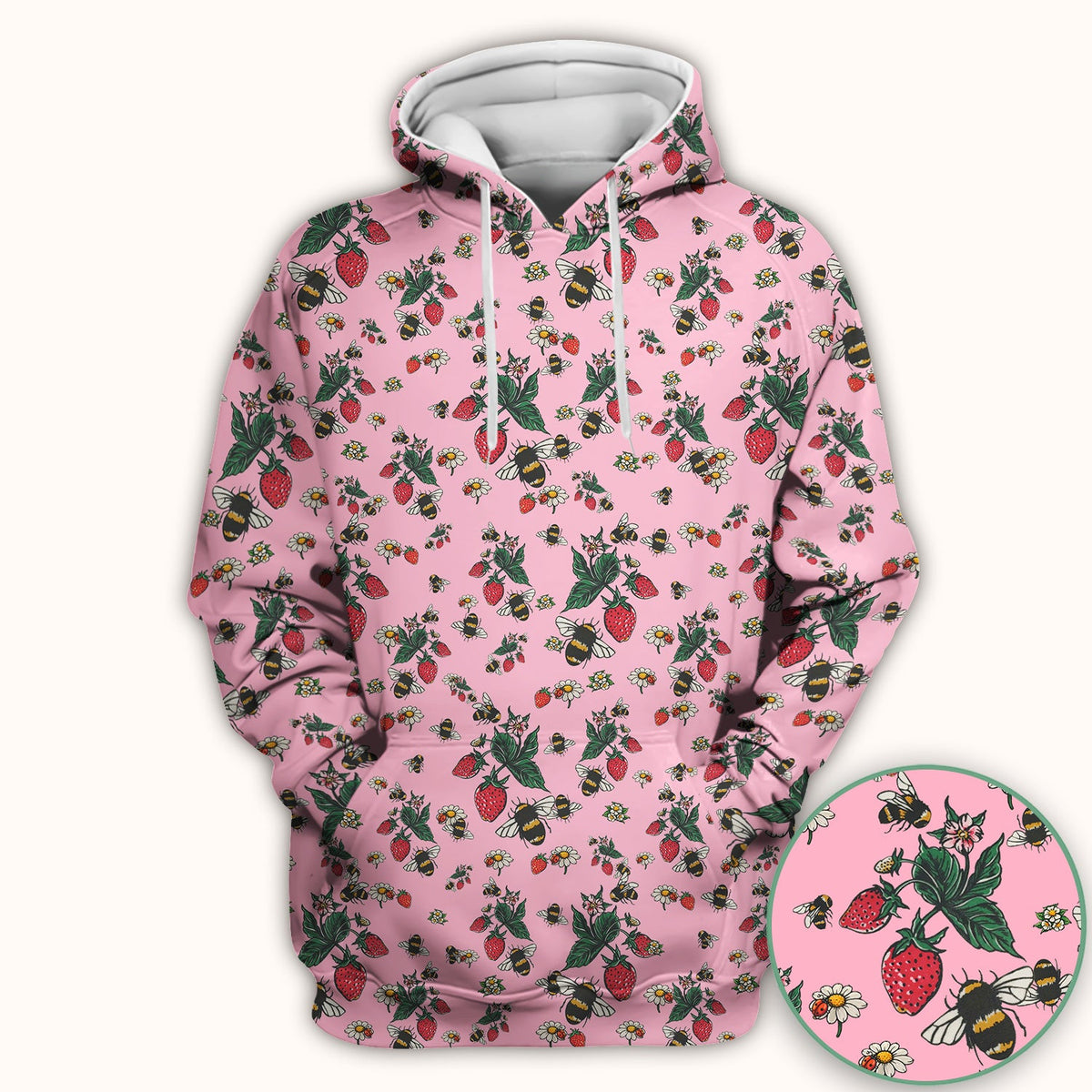 Strawberry Bee Daisy Nurse Scrub Top