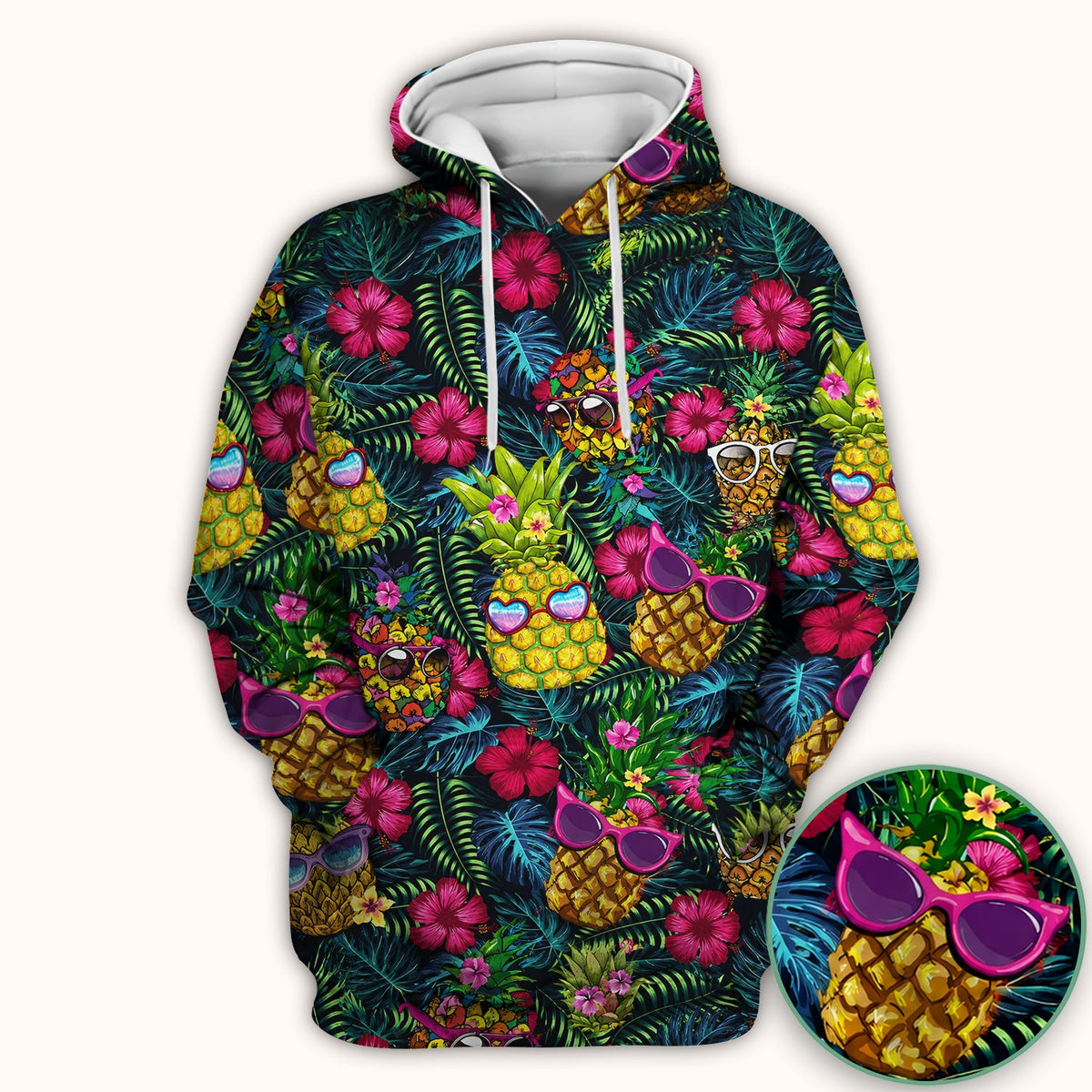 Tropical Pineapple Sunglasses Nurse Scrub Top