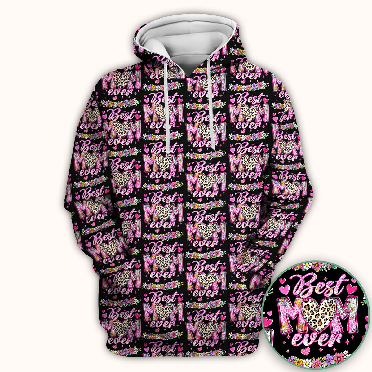 Best Mom Ever Leopard Heart Nurse Scrub Top
