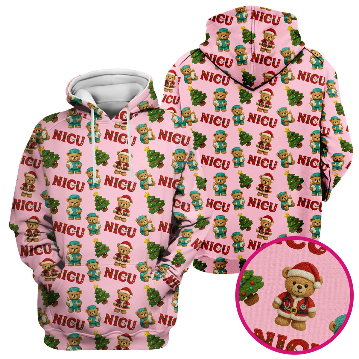 NICU Nurse Teddy Bear Scrub Top - Christmas Gift