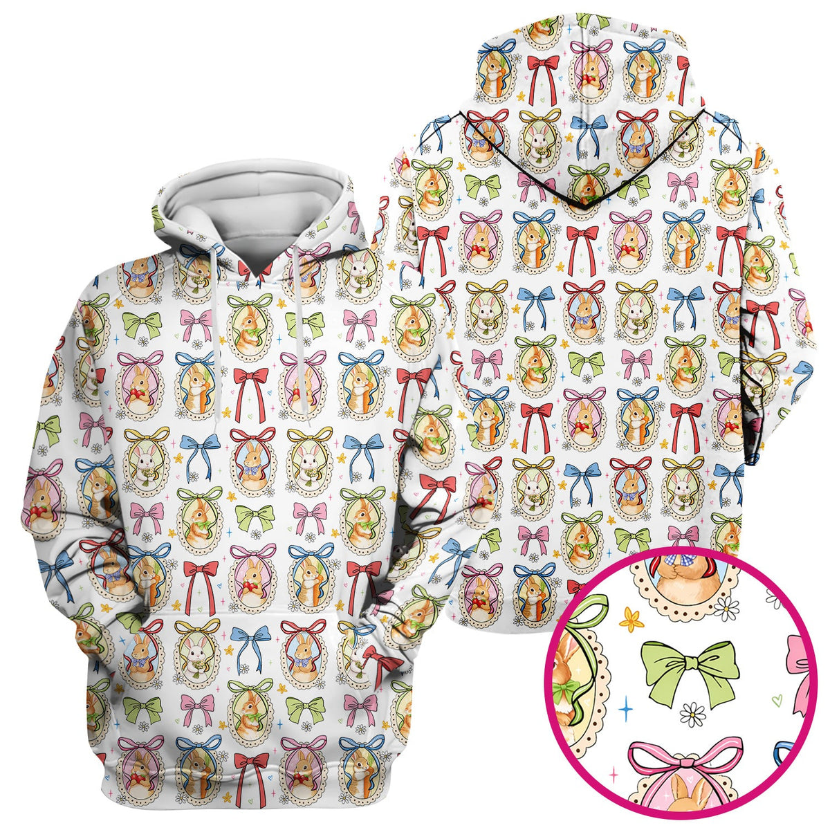 Bunny Cameo Bow Nurse Scrub Top - Easter Gift