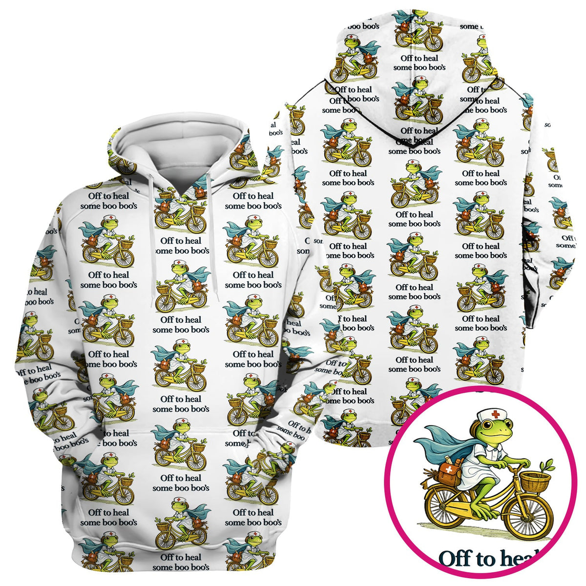 Frog Cycling Nurse Scrub Top