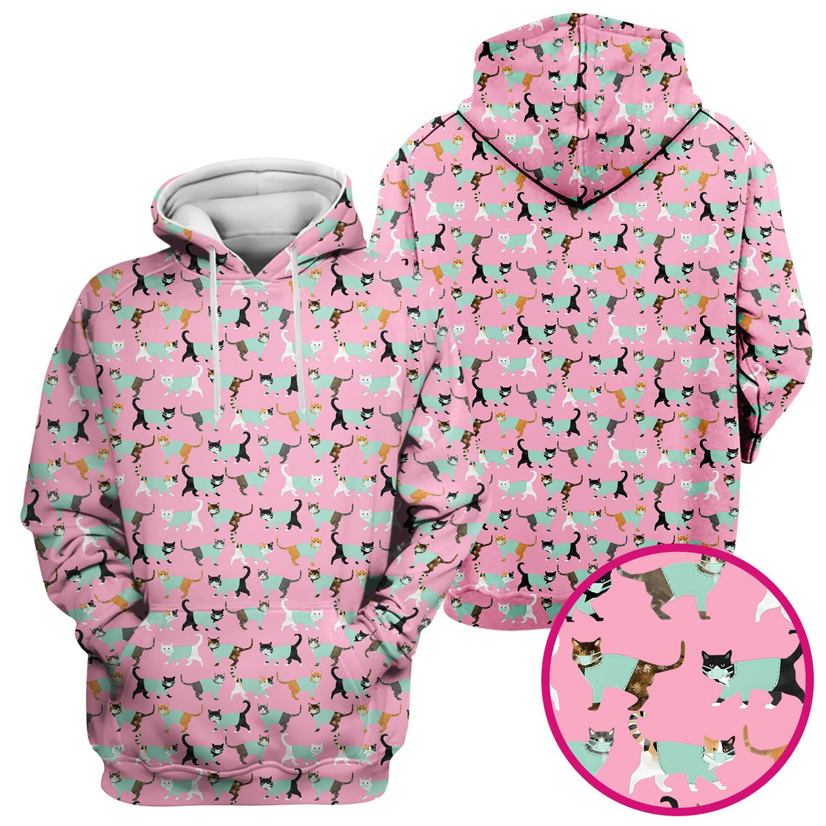 Playful Cat Nurse All Over Print Scrub Top, Comfortable Scrubs for Nurses