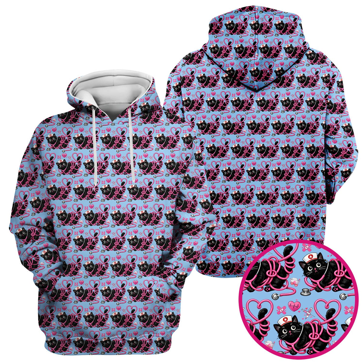 Valentine Cat Nurse Heart Scrub Top