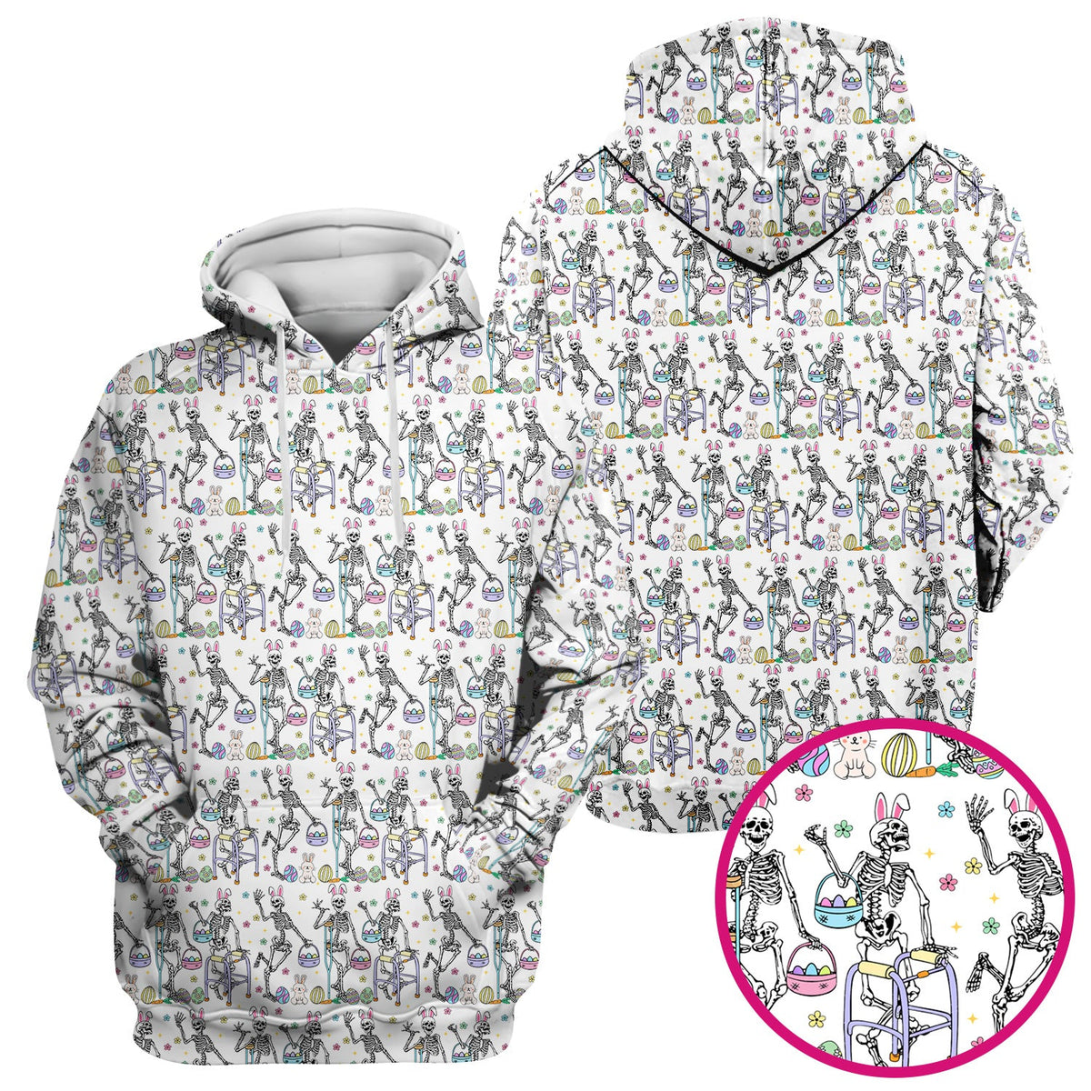 Fun Skeleton Bunny Nurse Scrub Top - Easter Gift
