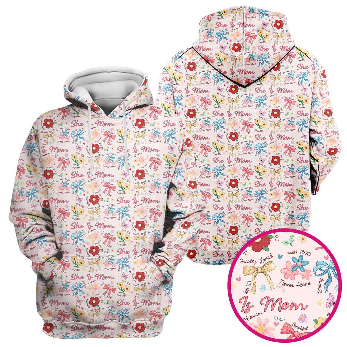 She Is Mom Floral Bow Nurse Scrub Top