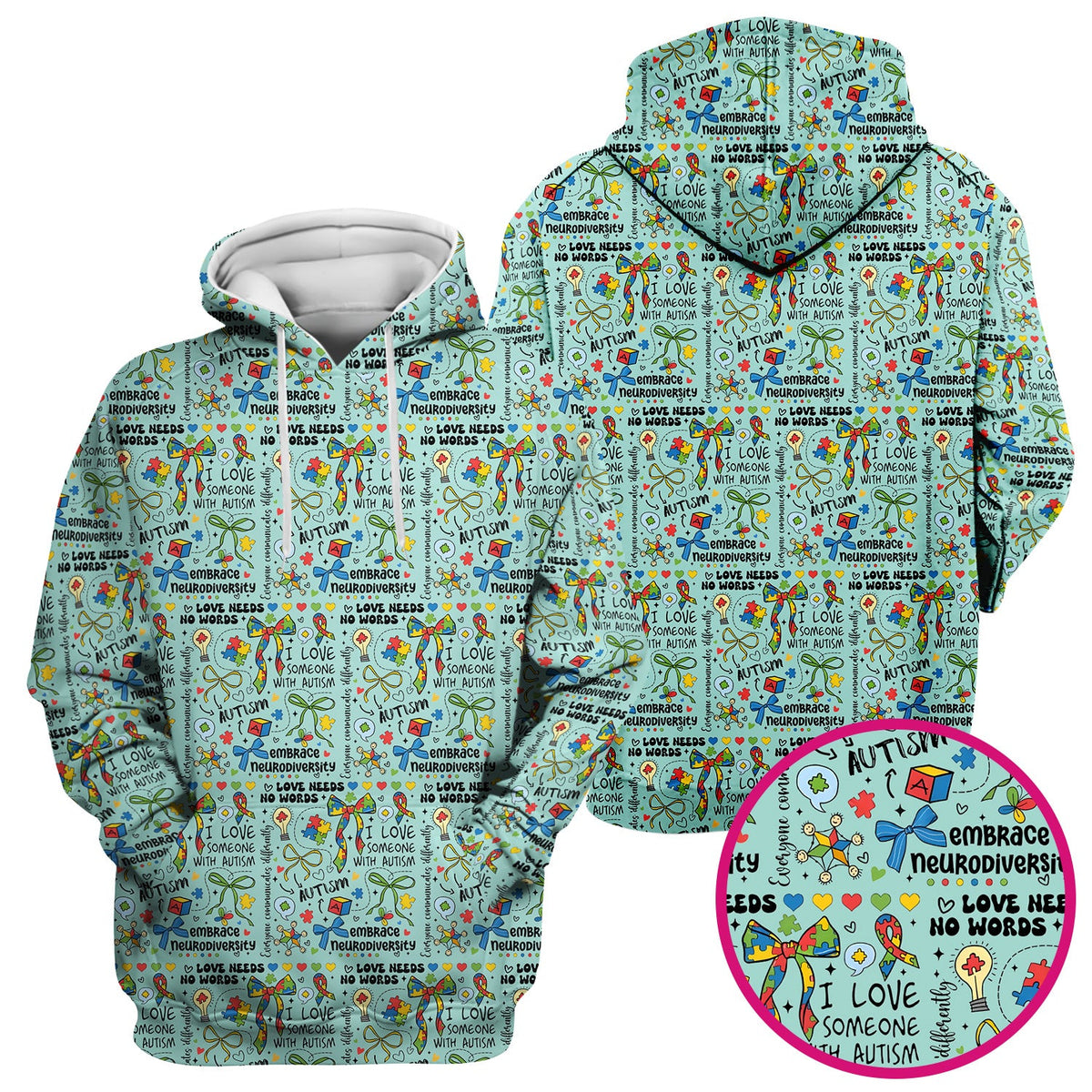 Autism Awareness Puzzle Ribbon Pastel Nurse Scrub Top