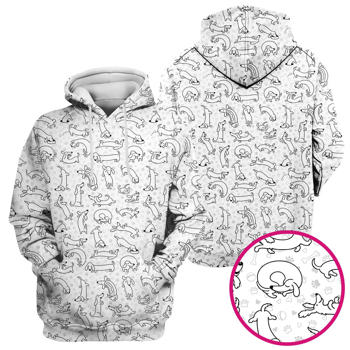 Dachshund Line Art Nurse Scrub Top