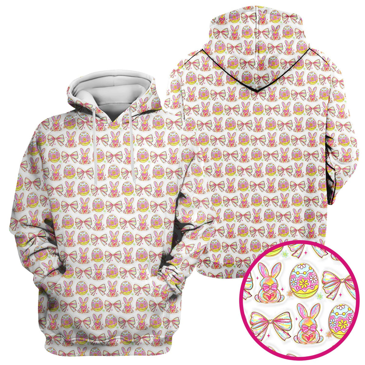 Bunny Pastel Egg Bow Nurse Scrub Top - Easter Gift