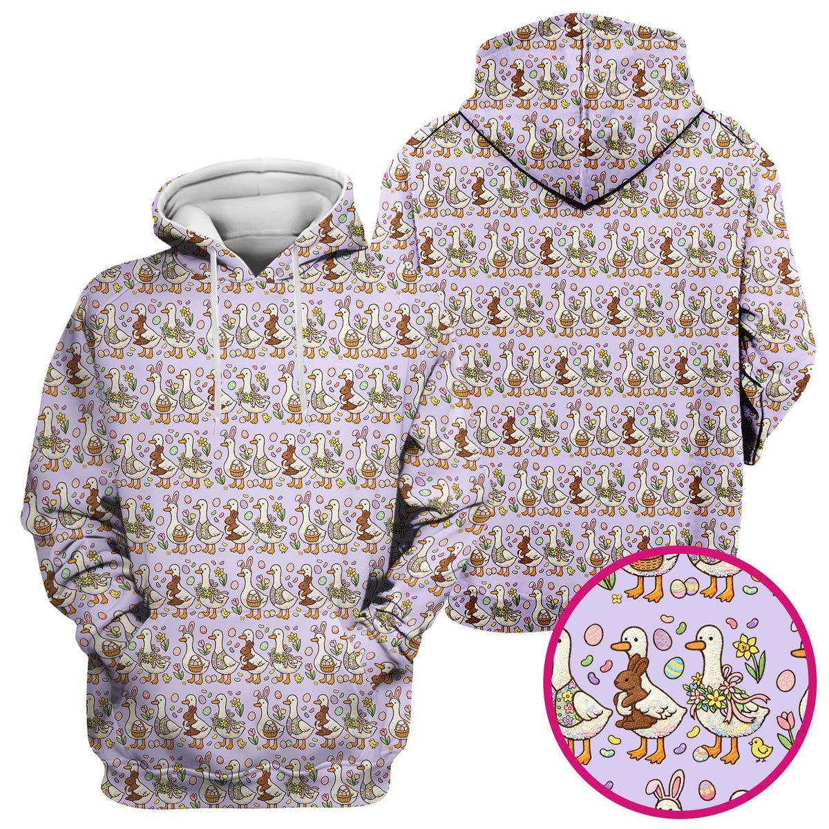 Duck Bunny Egg Floral Nurse Scrub Top - Easter Gift