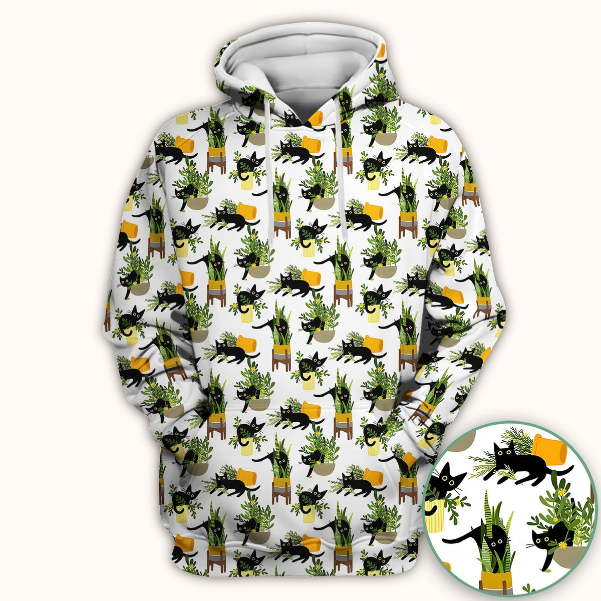 Black Cat Plant Pots Nurse Scrub Top