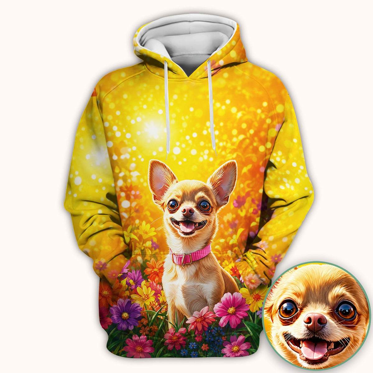 Chihuahua Flower Meadow Nurse Scrub Top