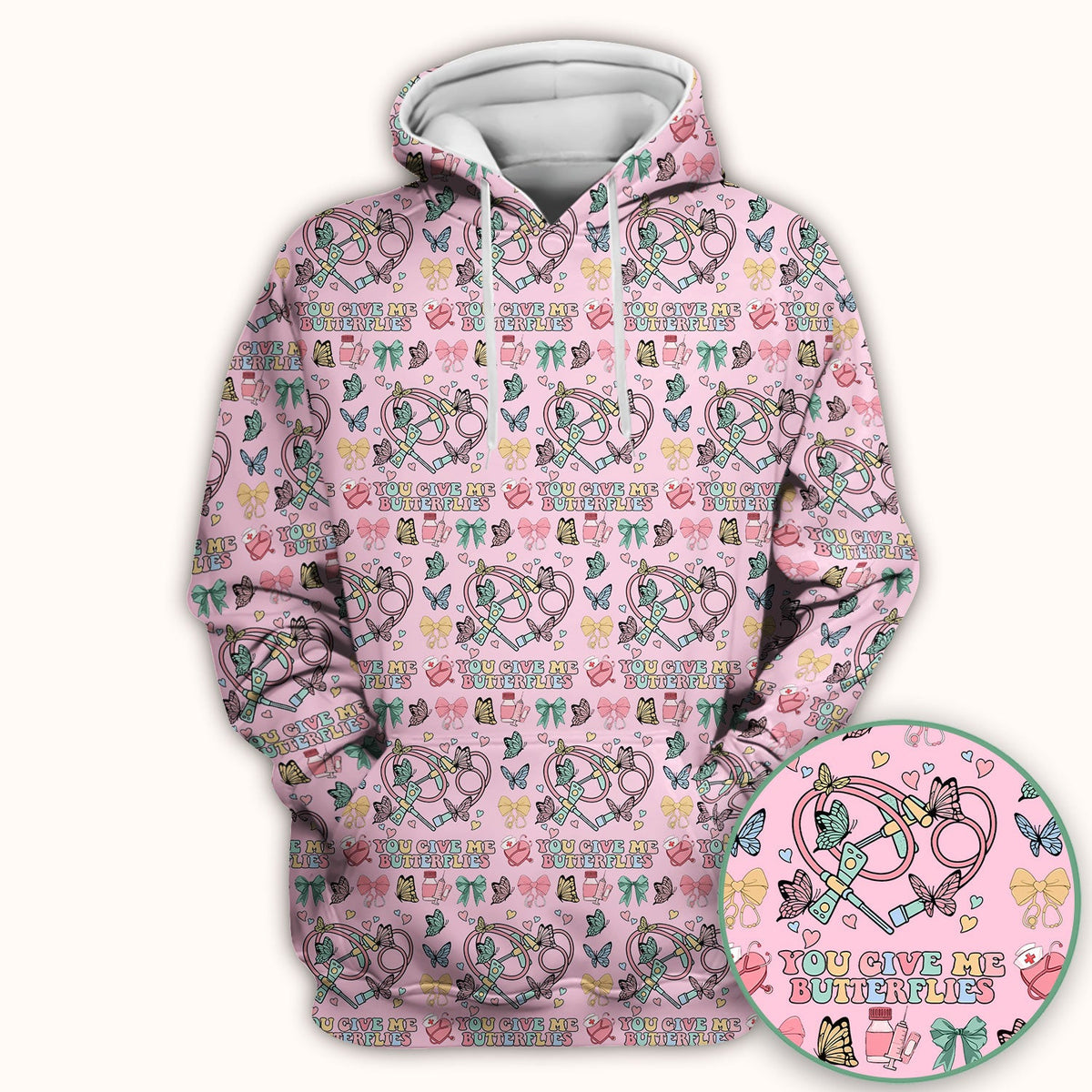 Butterfly Heart Nurse Scrub Top - Valentines Day Gift