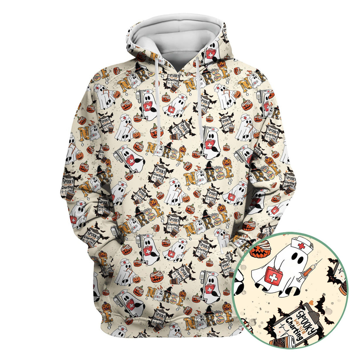 Spooky But Still Charting Nurse Scrub Top - Halloween Gift
