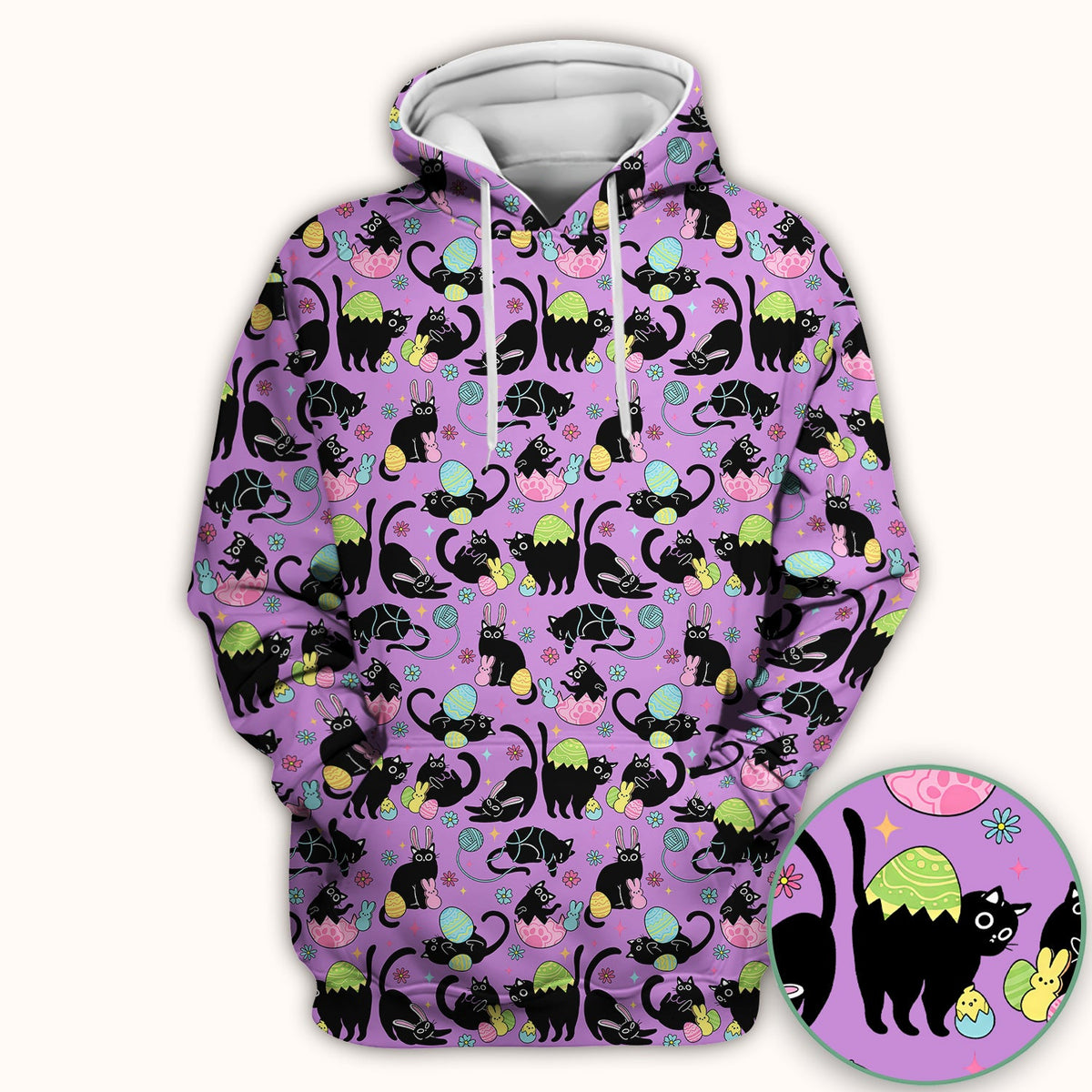Black Cat Egg Nurse Scrub Top - Easter Gift