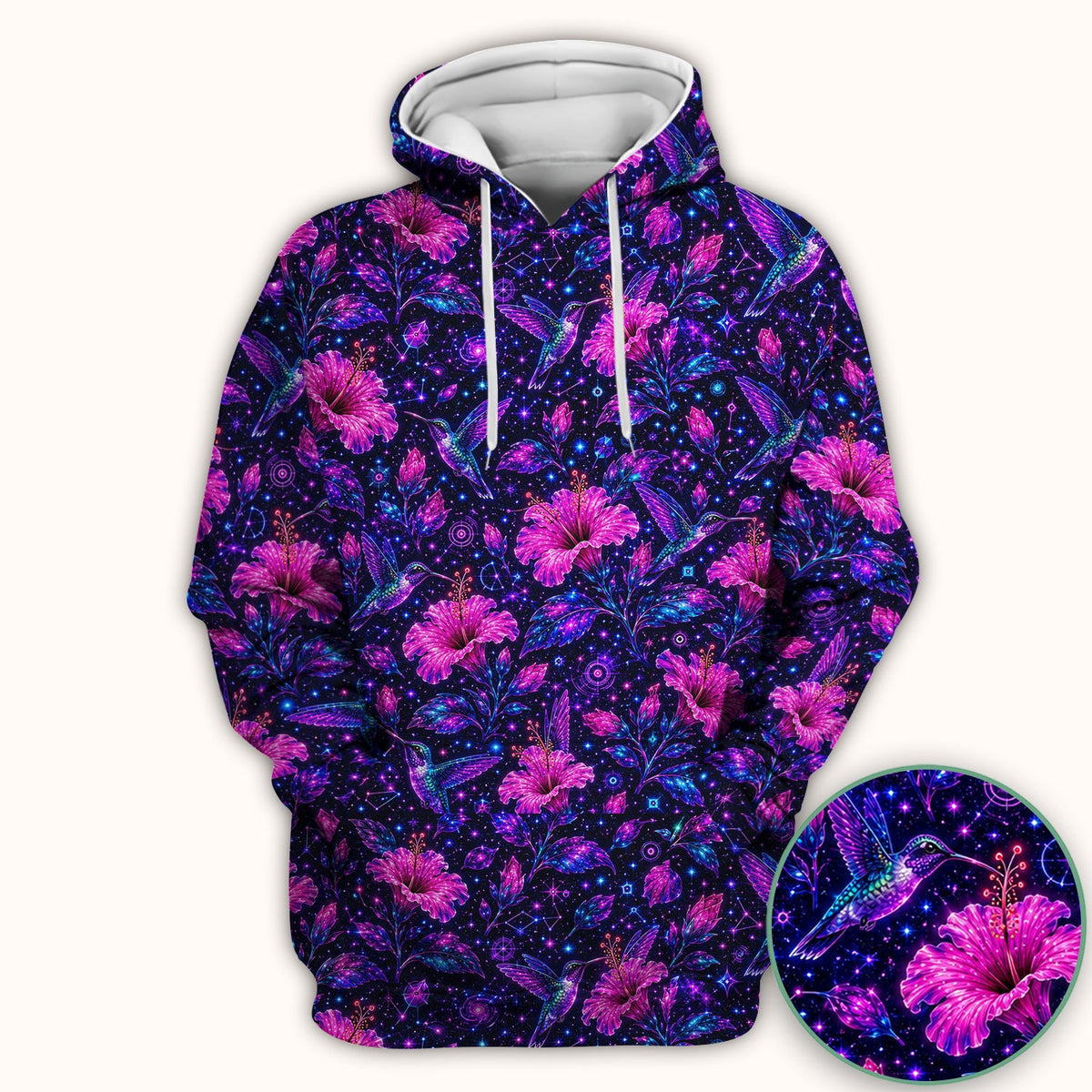 Galaxy Floral Hummingbird Nurse Scrub Top