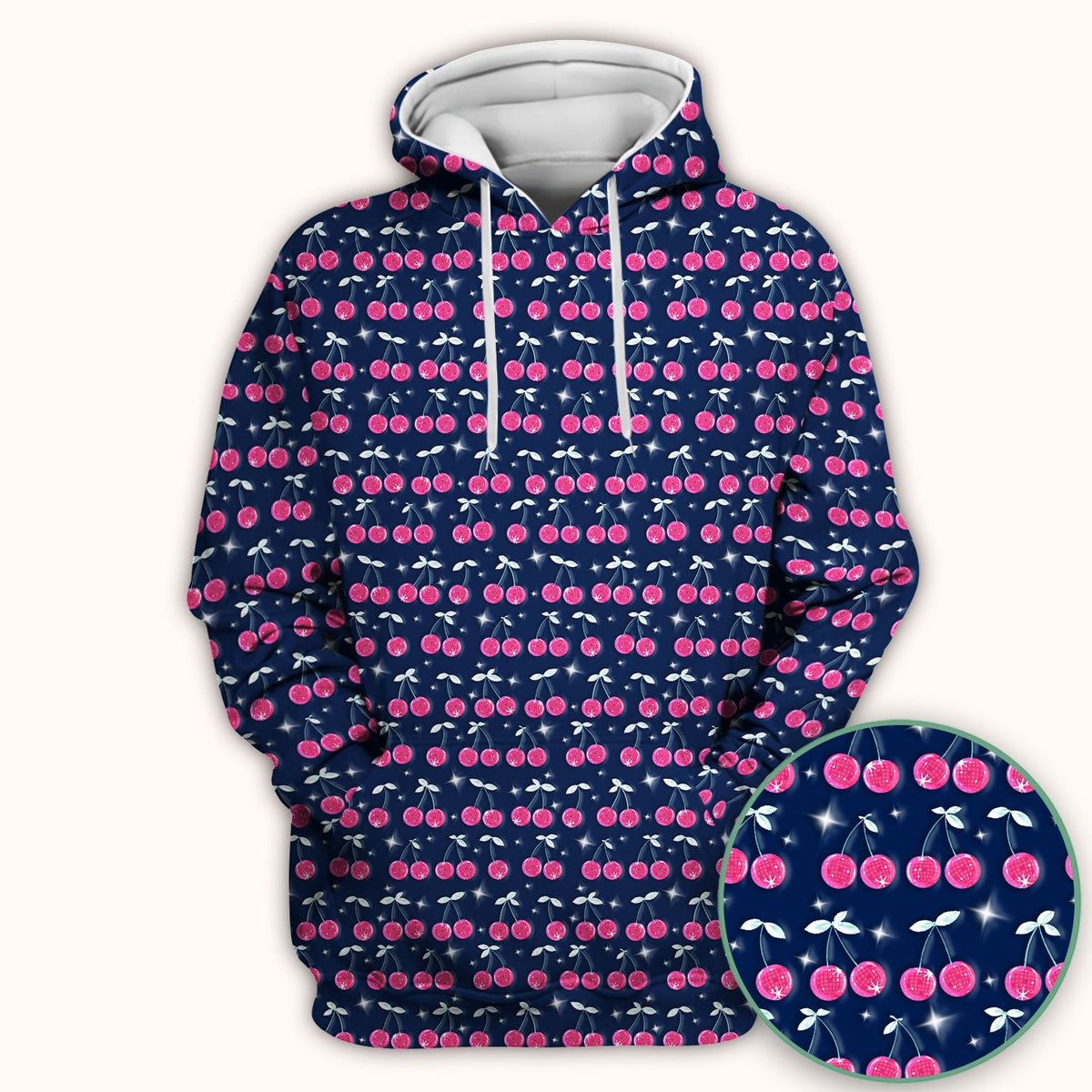 Pink Cherry Sparkle Nurse Scrub Top