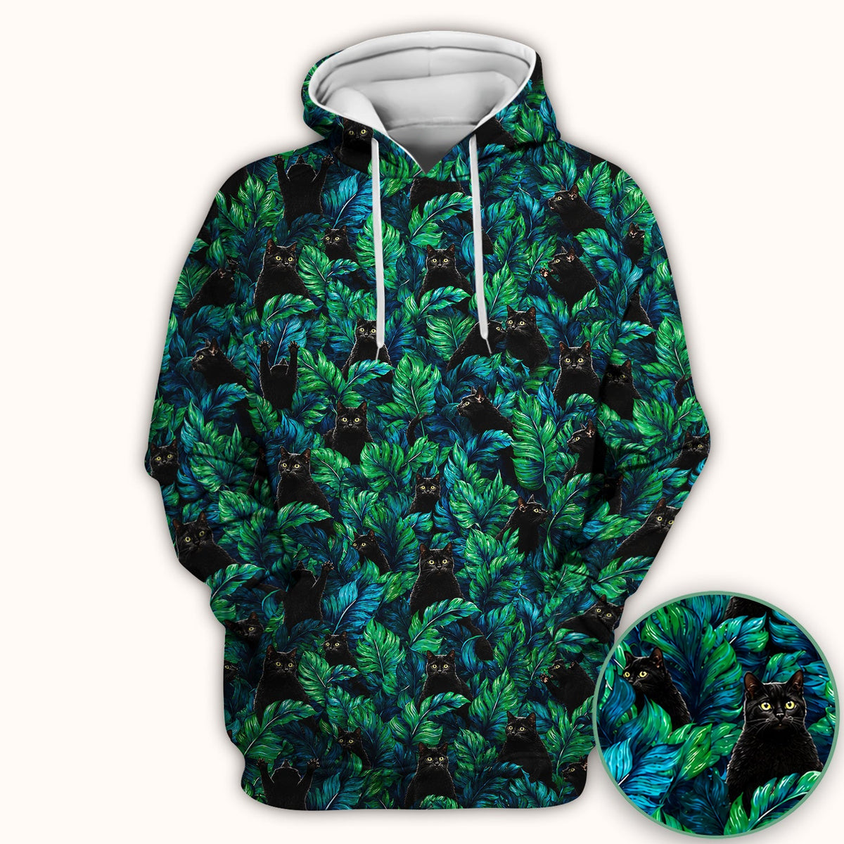 Black Cat Tropical Jungle Nurse Scrub Top