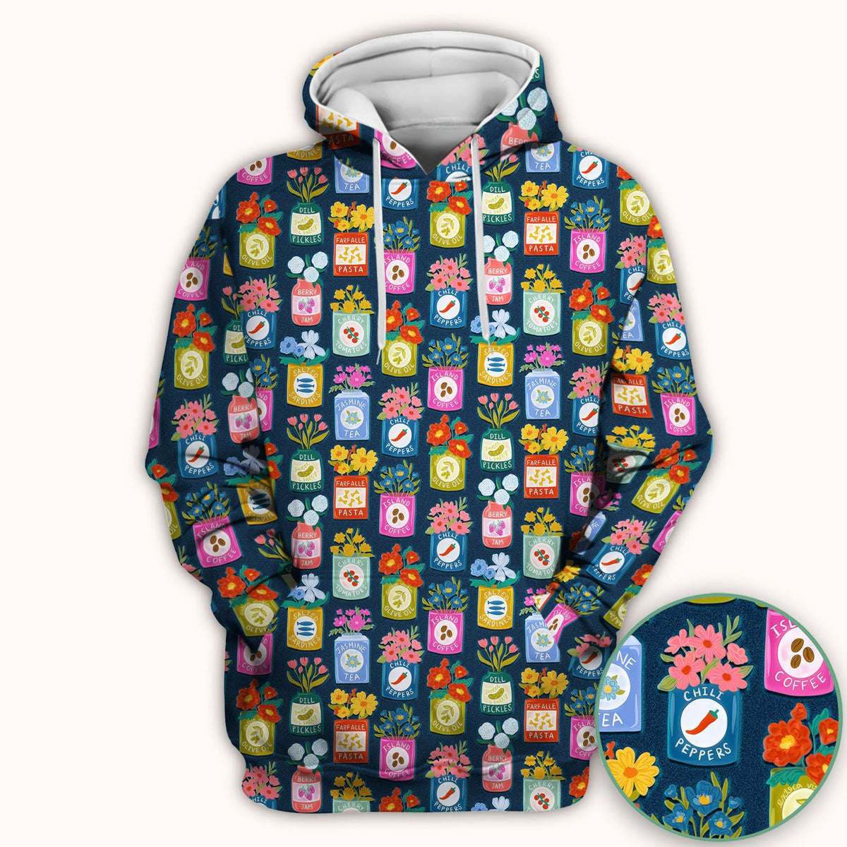Colorful Pantry Jars Flowers Nurse Scrub Top