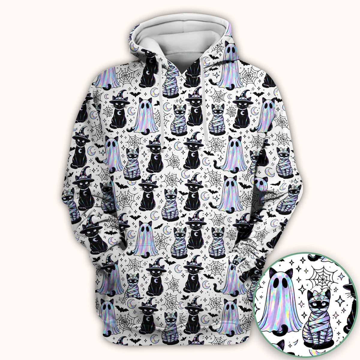 Ghost Witch Cat Nurse Scrub Top - Halloween Gift