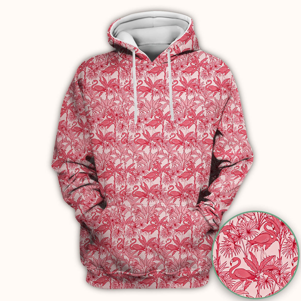 Tropical Flamingo Palm Leaves Nurse Scrub Top