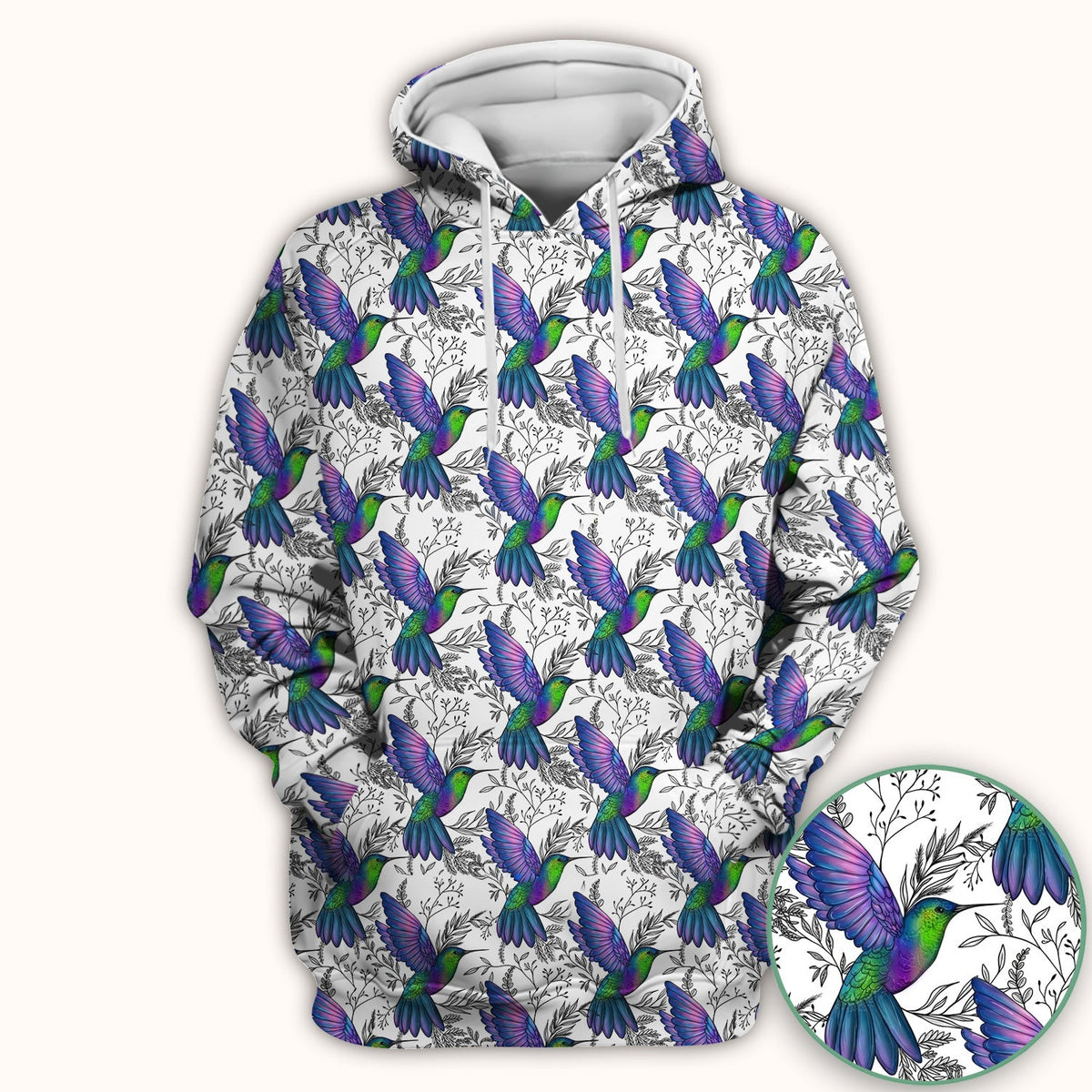Colorful Hummingbird Botanical Nurse Scrub Top
