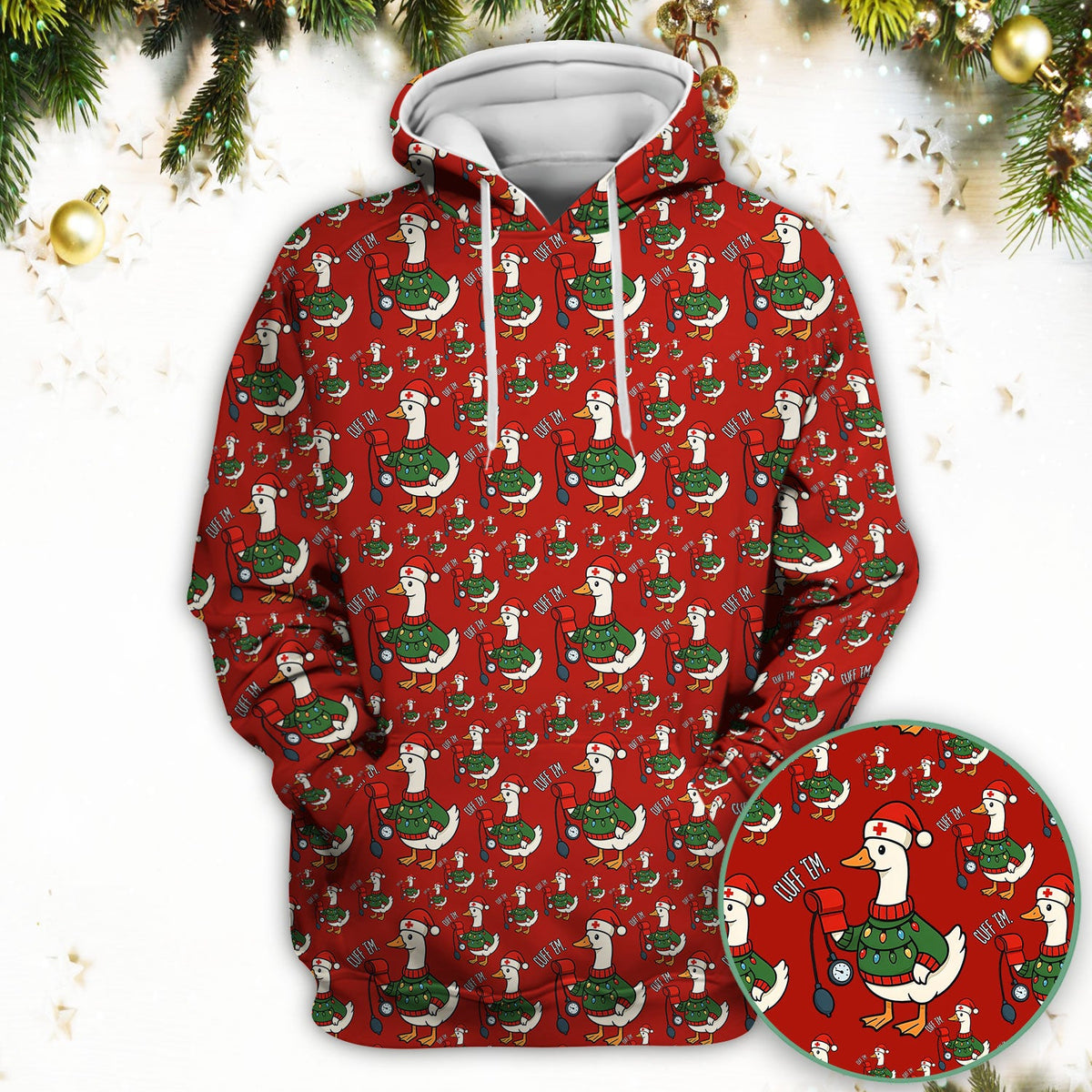 Christmas Duck Nurse Scrub Top