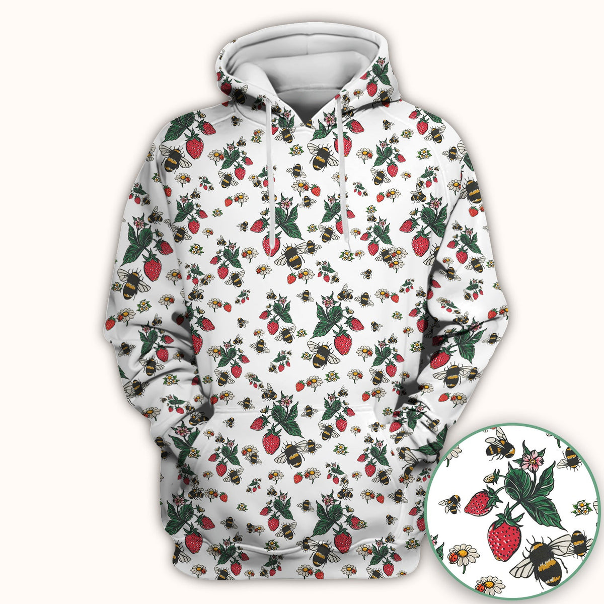 Strawberry Bee Daisy Nurse Scrub Top