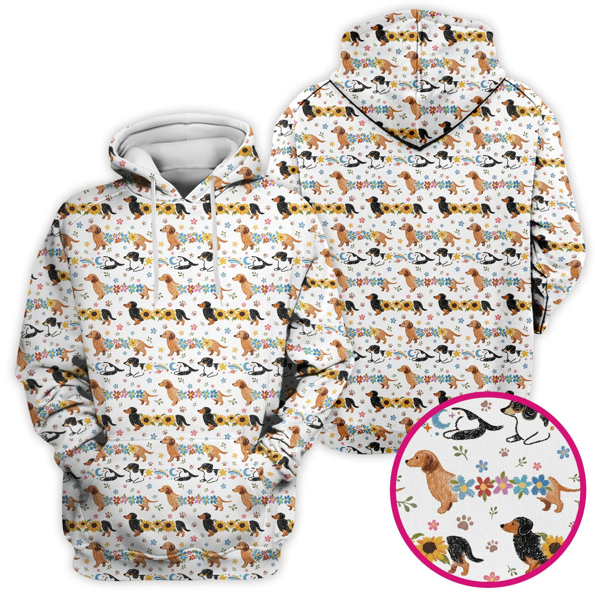 Floral Wiener Dog Nurse Scrub Top