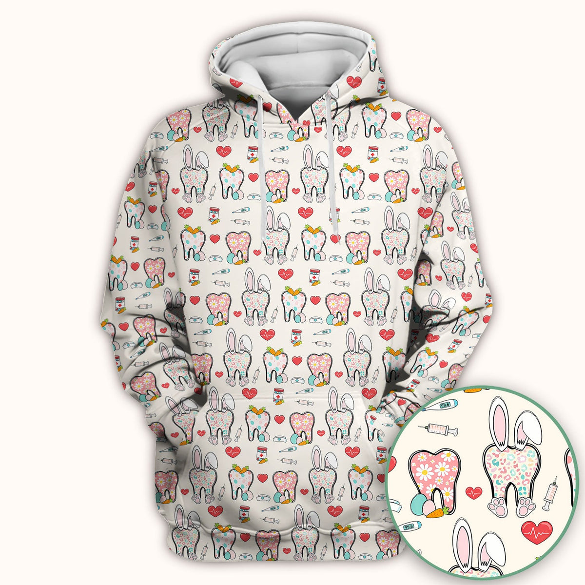 Easter Bunny Dentist Nurse Scrub Top