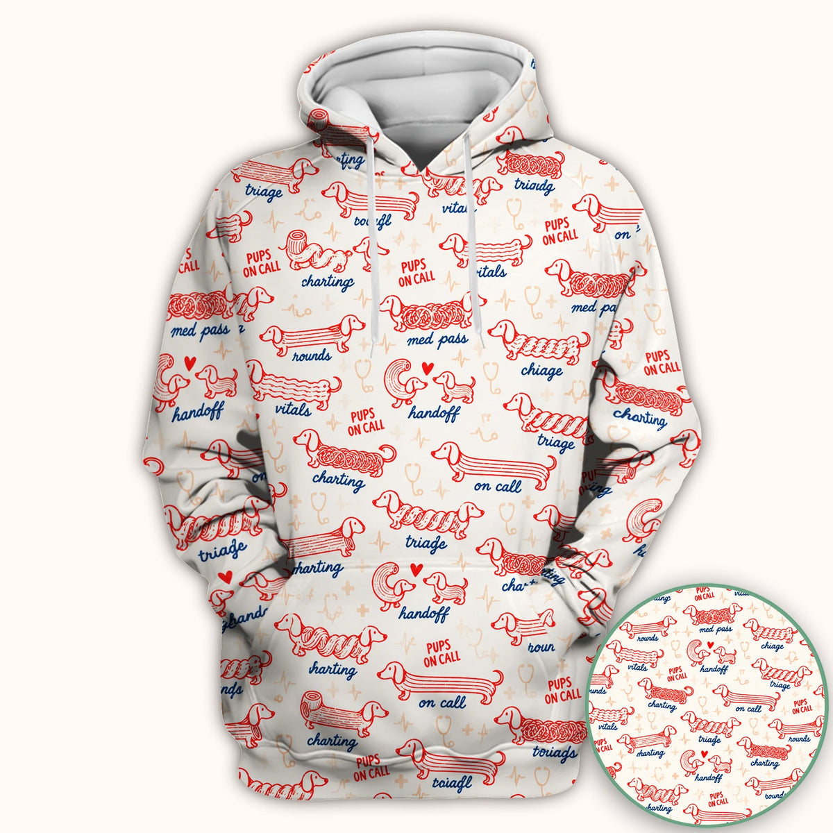 Pups On Call Dachshund Nurse Scrub Top
