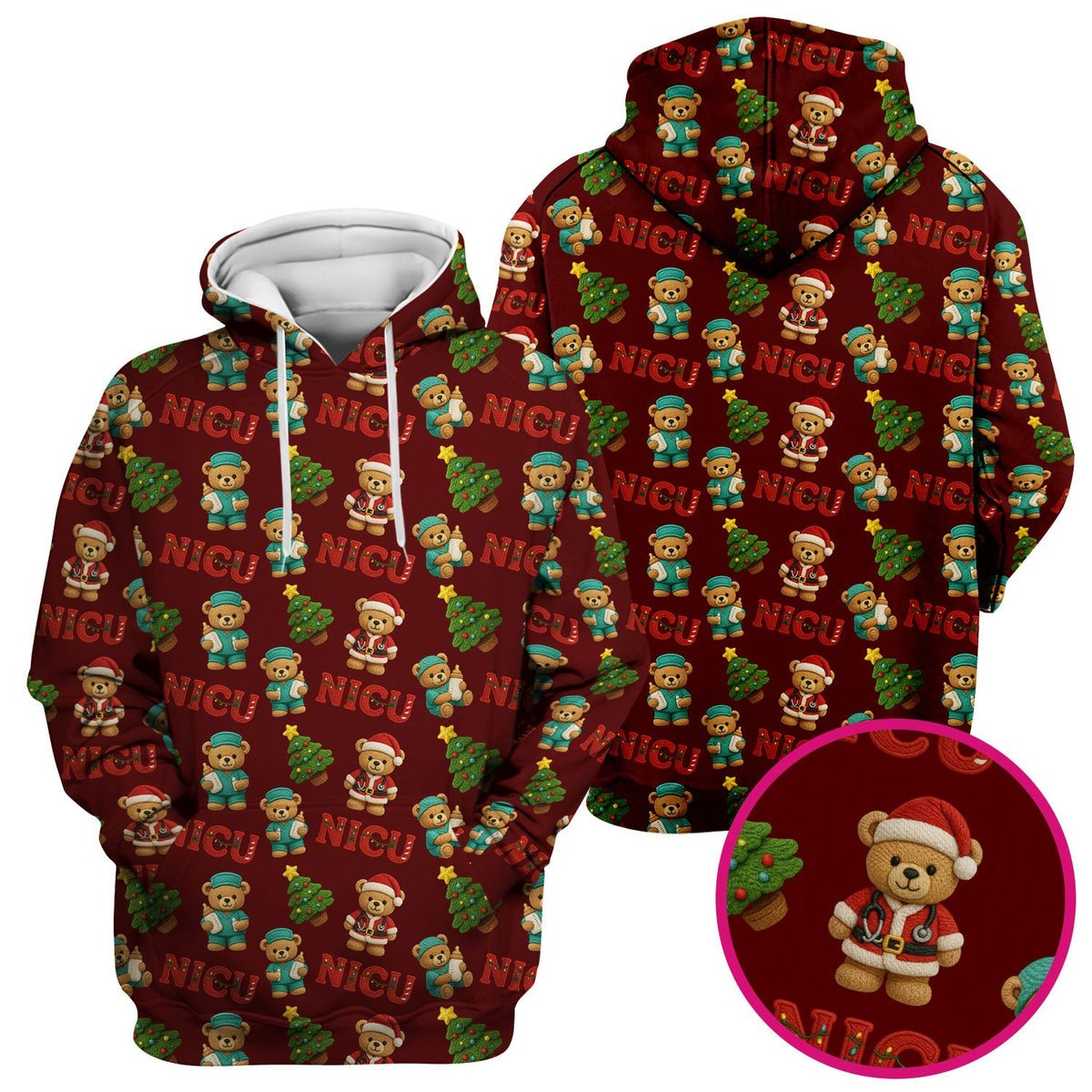 NICU Nurse Teddy Bear Scrub Top - Christmas Gift