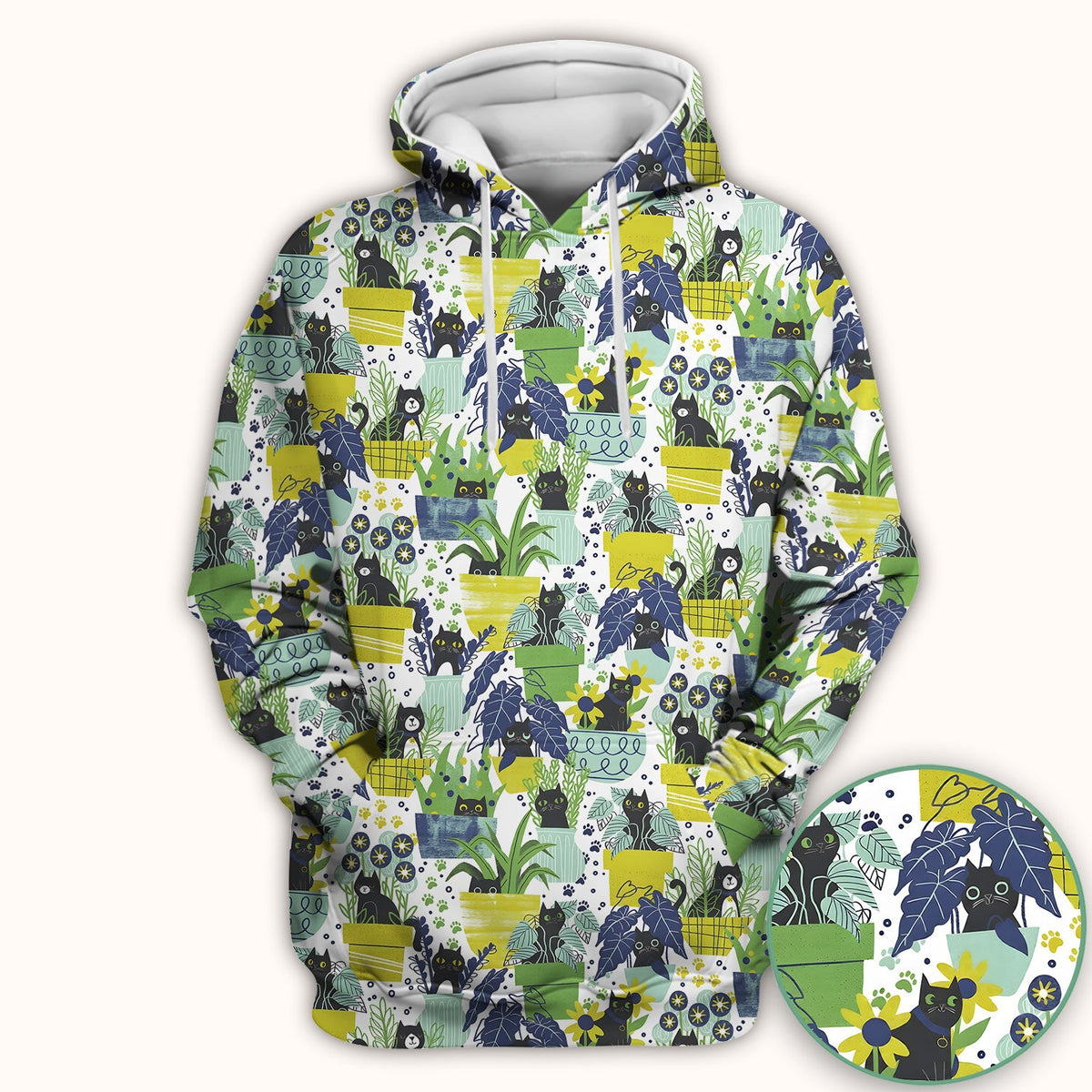 Black Cat Planter Garden Nurse Scrub Top