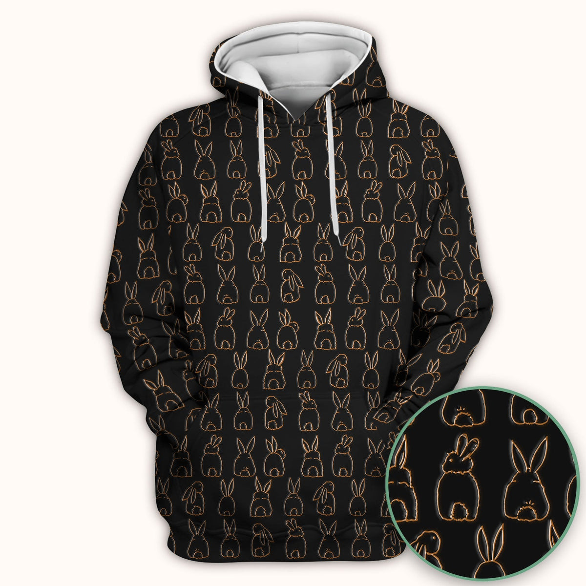 Cartoon Bunny Line Art Nurse Scrub Top - Easter Gift