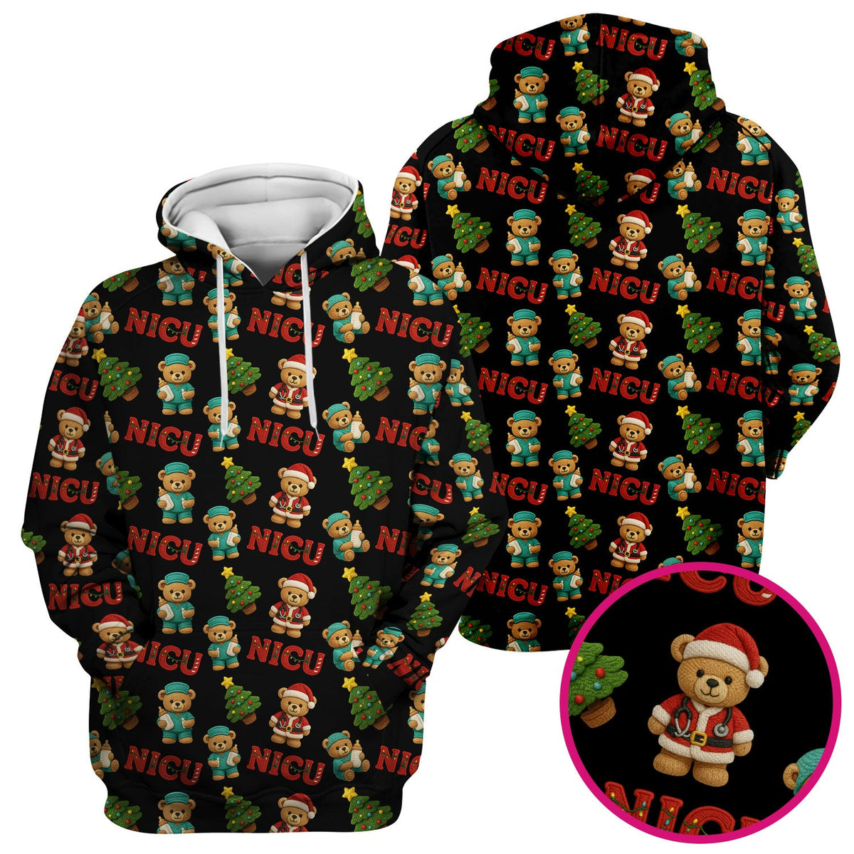 NICU Nurse Teddy Bear Scrub Top - Christmas Gift