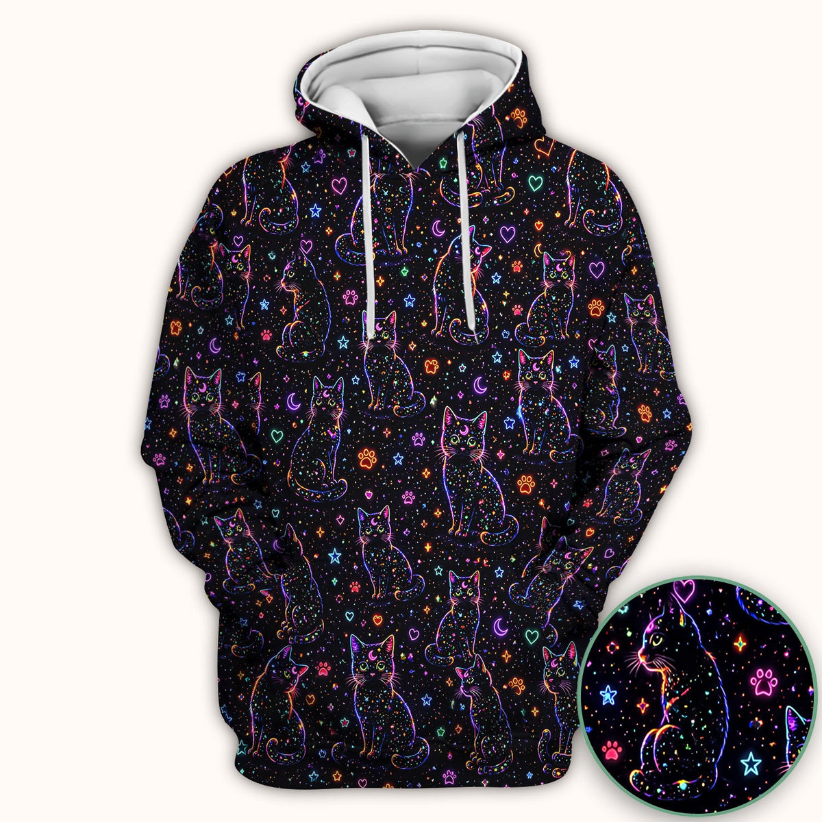 Mystical Cosmic Moon Cat Nurse Scrub Top