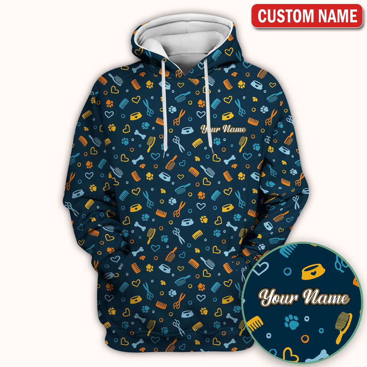 Personalized Dog Cat Grooming Nurse Scrub Top