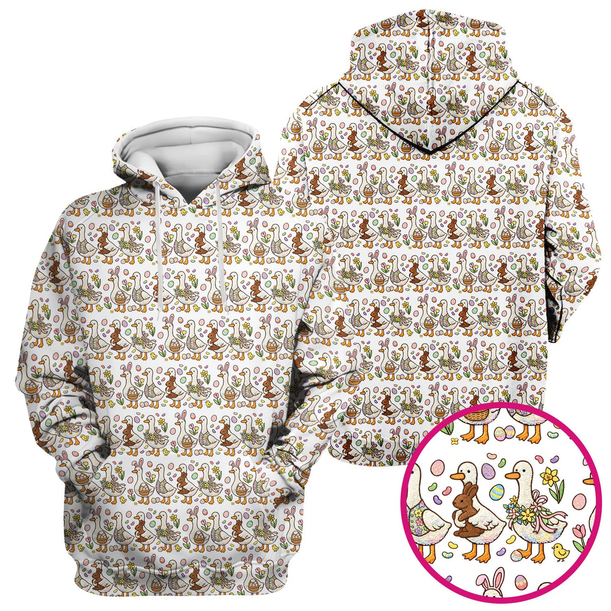 Duck Bunny Egg Floral Nurse Scrub Top - Easter Gift