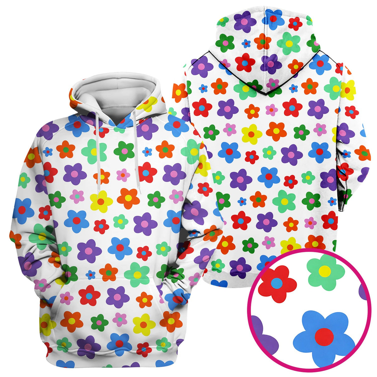 Colorful Retro Flower Nurse Scrub Top