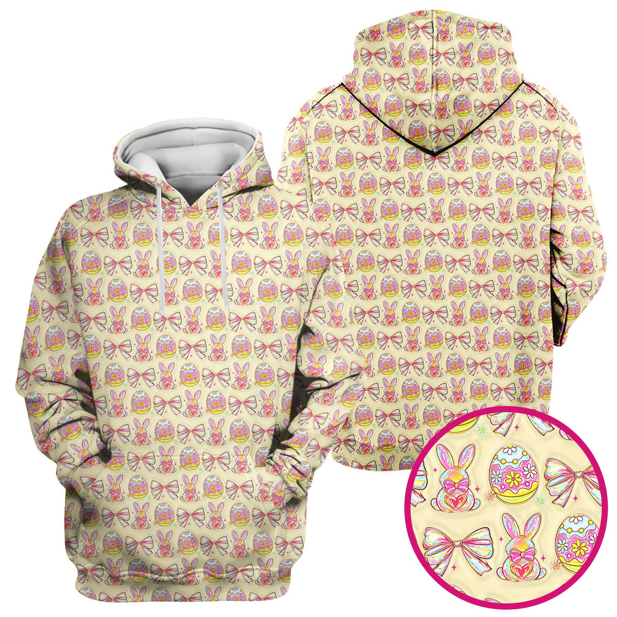 Bunny Pastel Egg Bow Nurse Scrub Top - Easter Gift