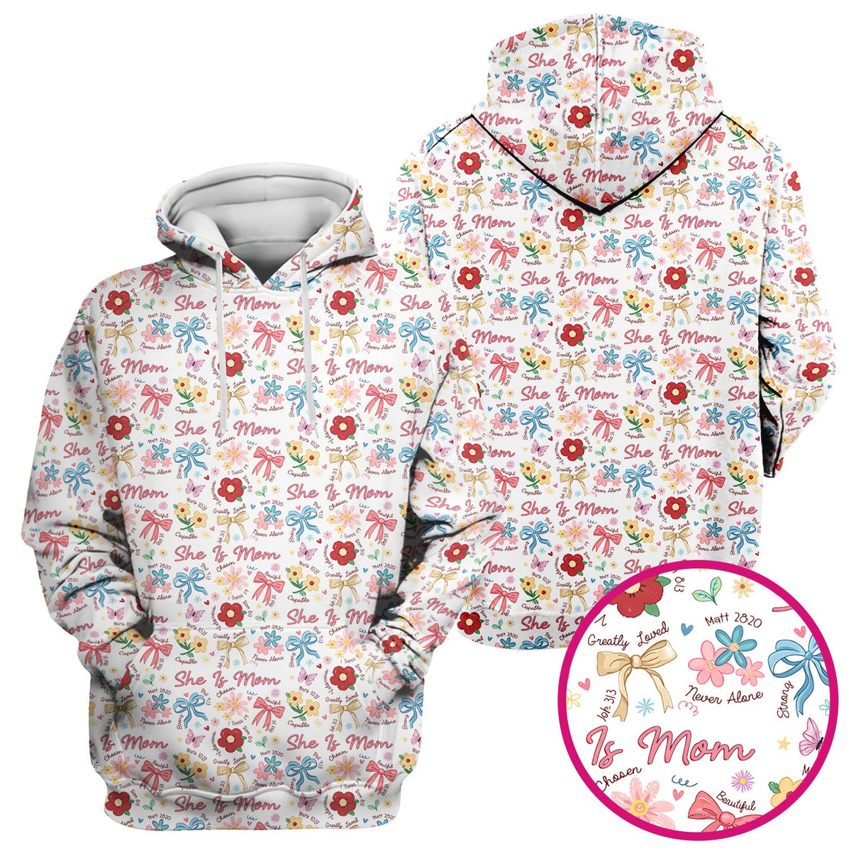 She Is Mom Floral Bow Nurse Scrub Top