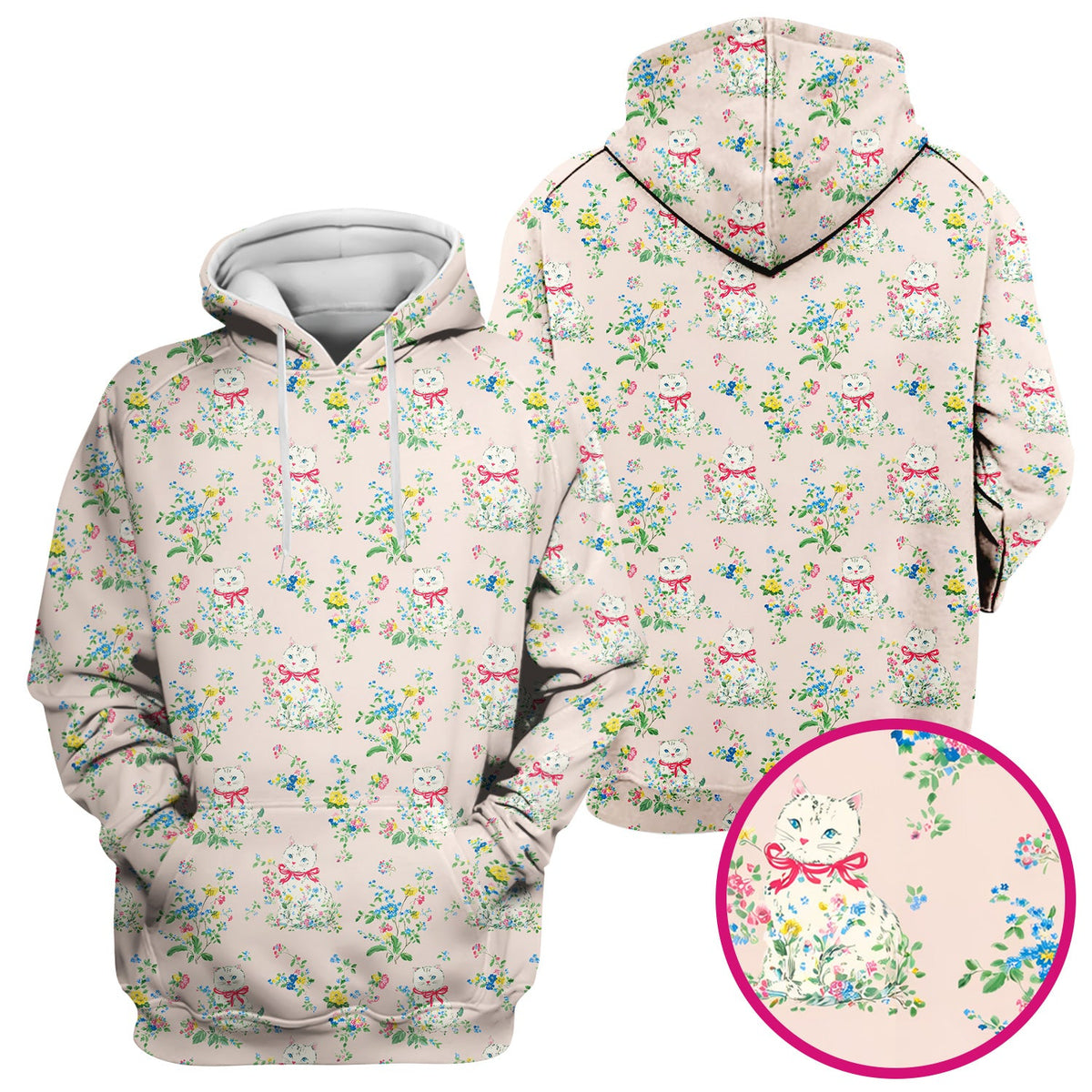 Vintage Floral Cat Nurse Scrub Top