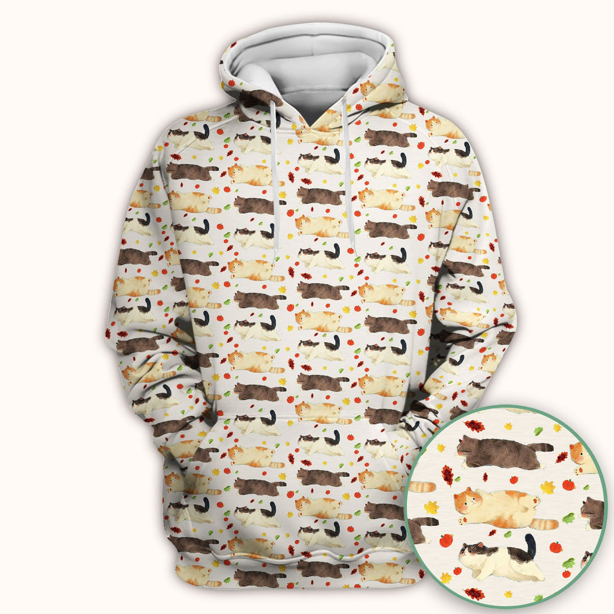 Chubby Cat Autumn Leaves Nurse Scrub Top