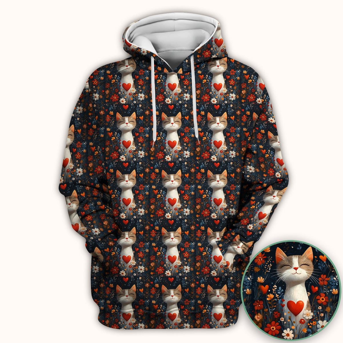 Cat Heart Floral Garden Nurse Scrub Top