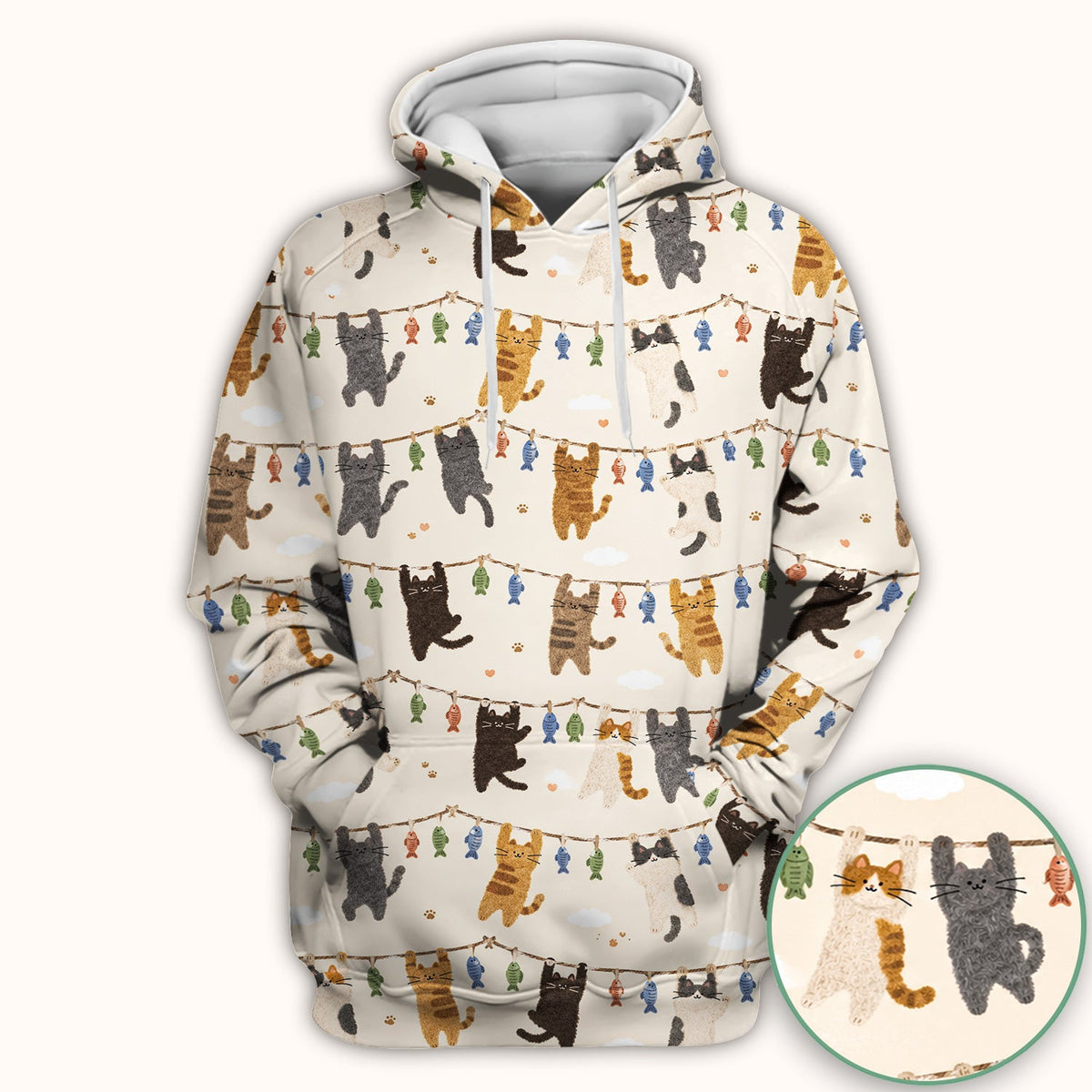 Hanging Cat Fishline Nurse Scrub Top