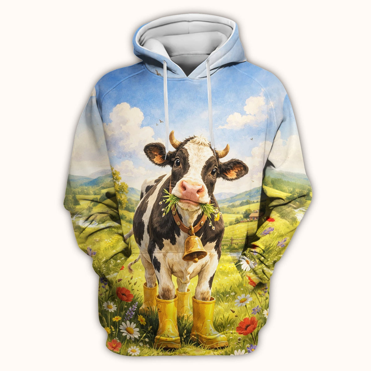Cow Wearing Boots Nurse Scrub Top