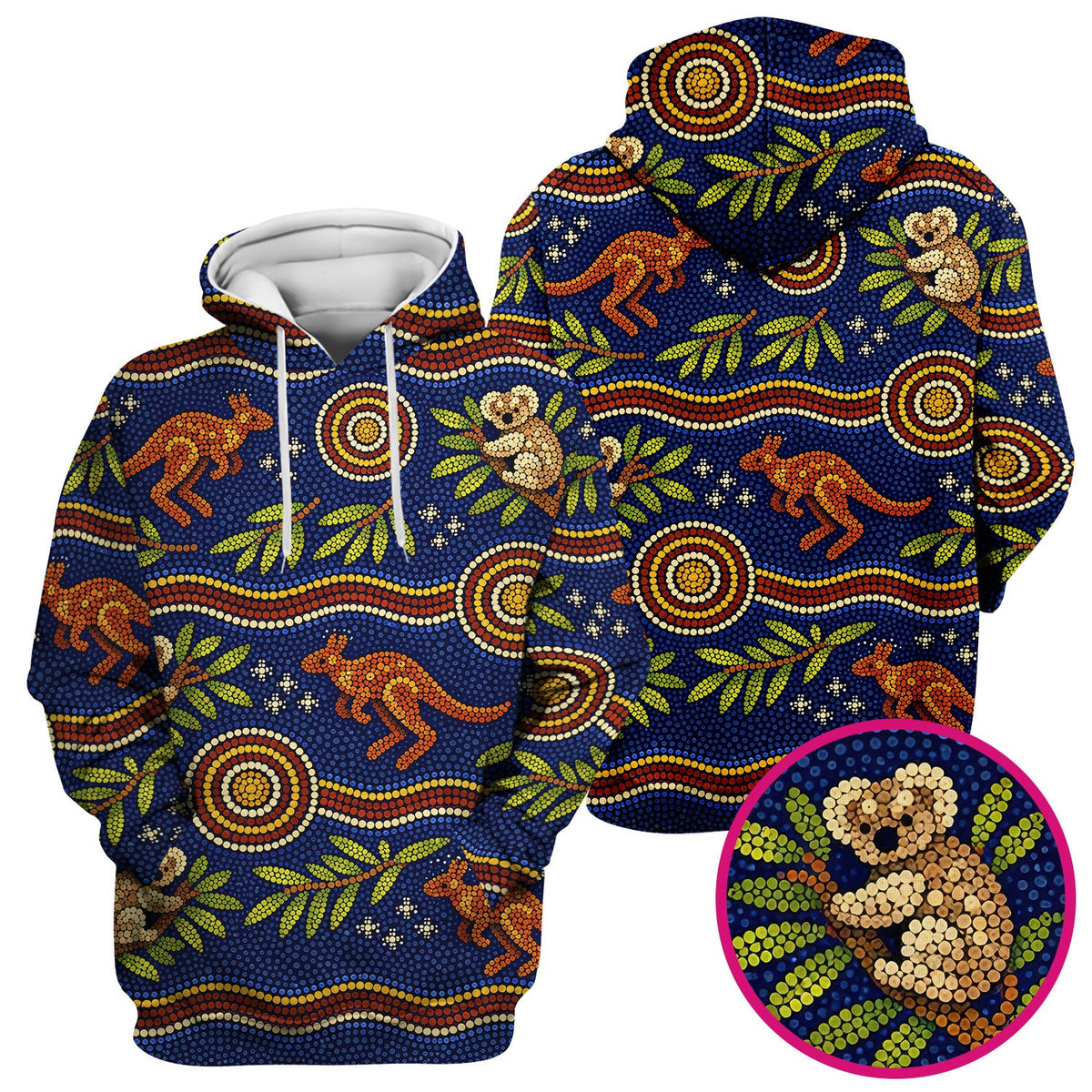 Australian Aboriginal Dot Art Kangaroo Koala Nurse Scrub Top