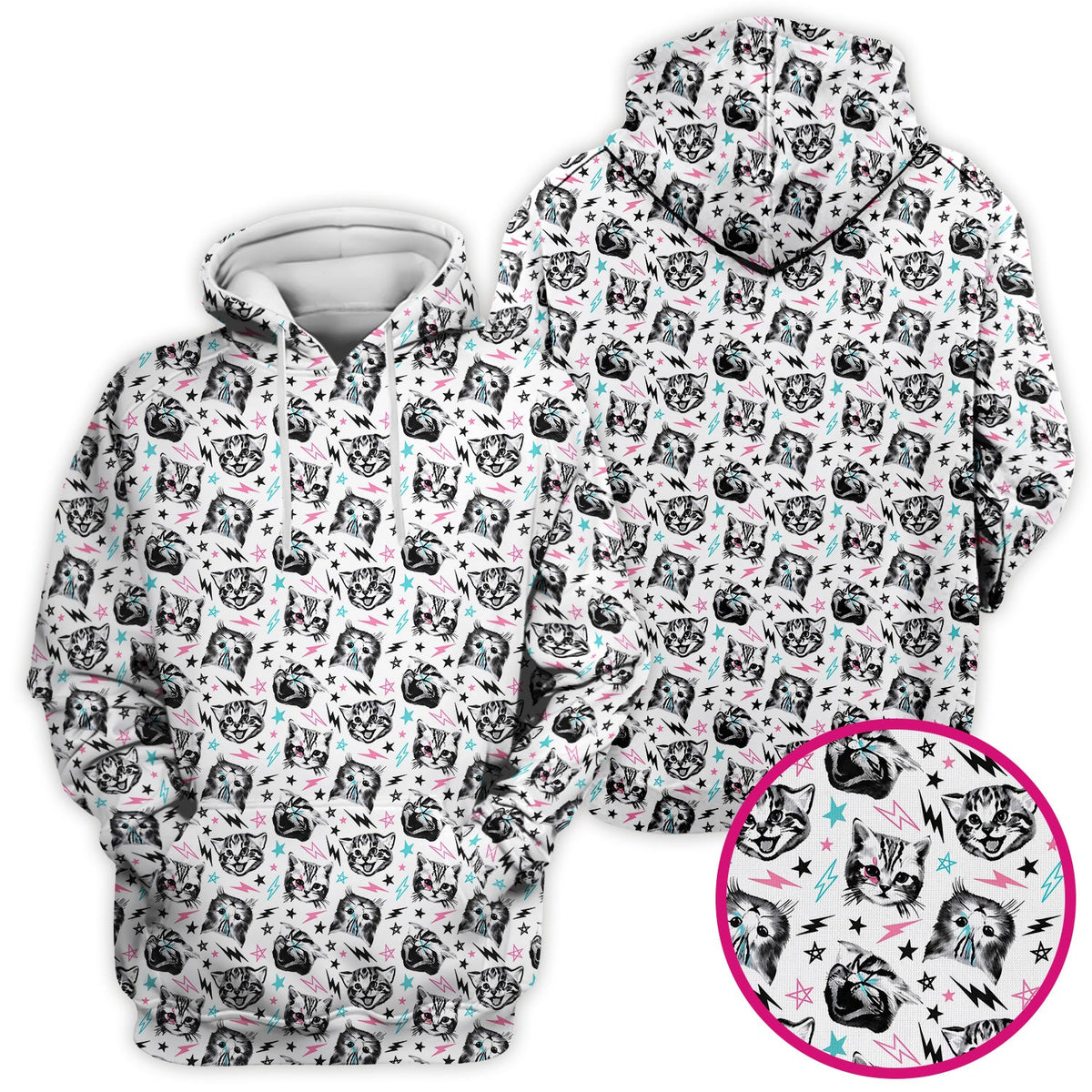 Cat Faces Lightning Nurse Scrub Top