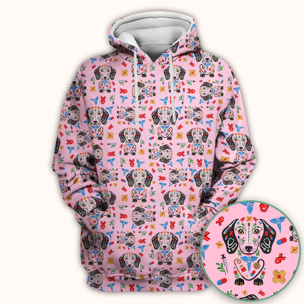 Dachshund Medical Icon Nurse Scrub Top