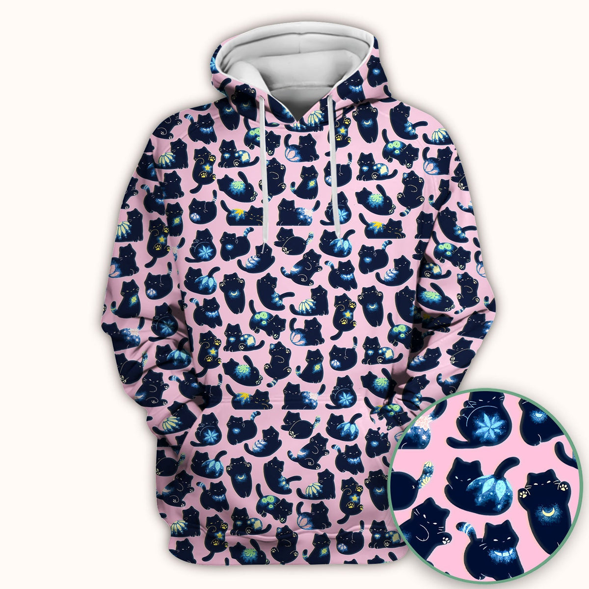 Midnight Black Cat Nurse Scrub Top